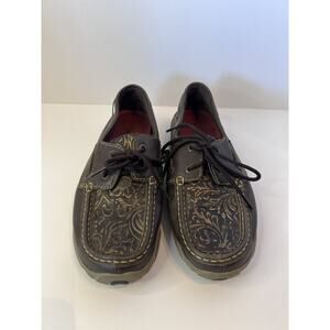 Twisted X Women’s 8M Driving Mocs Leather Tooled Embossed Chukka Shoes WDM0070